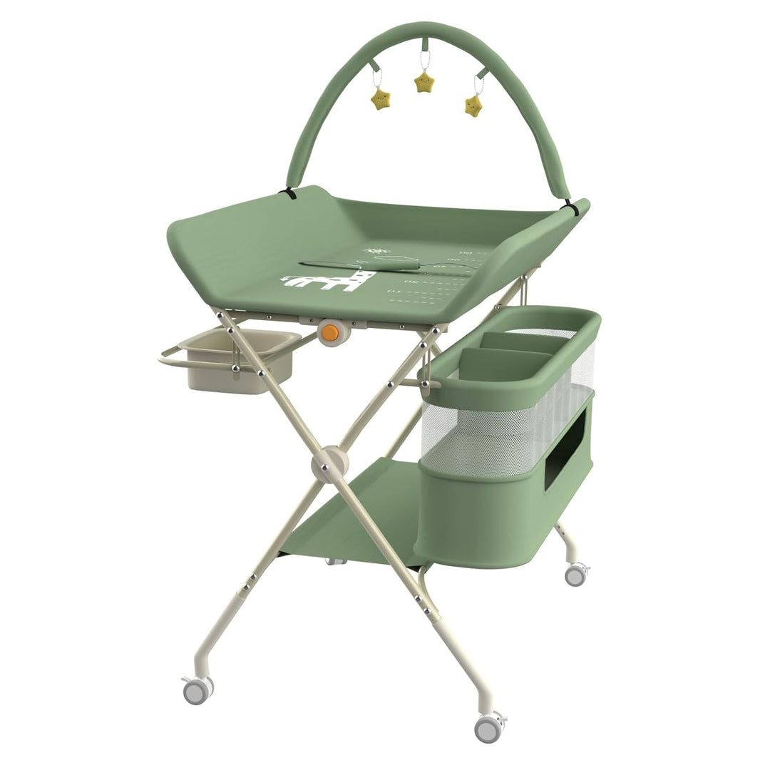OHMG klappbare Wickelkommode Wickeltisch, Baby Wickelkombi, mit Wickelauflage Sicherheitsgurt und Ab