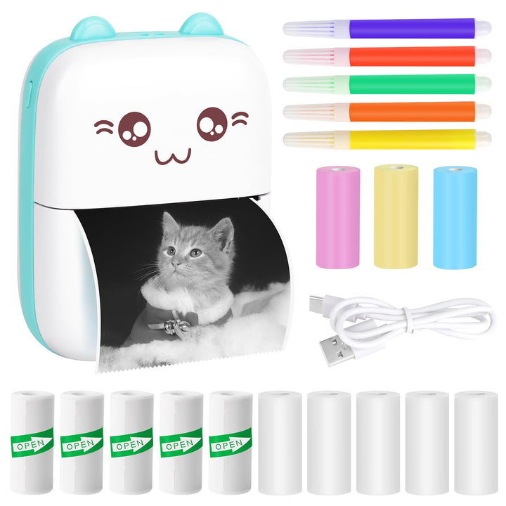 LDERFIV Tragbarer Mini-Wärmedrucker, Thermo-Foto, Taschendrucker, Drucker ohne Tinte, Drucker Blueto
