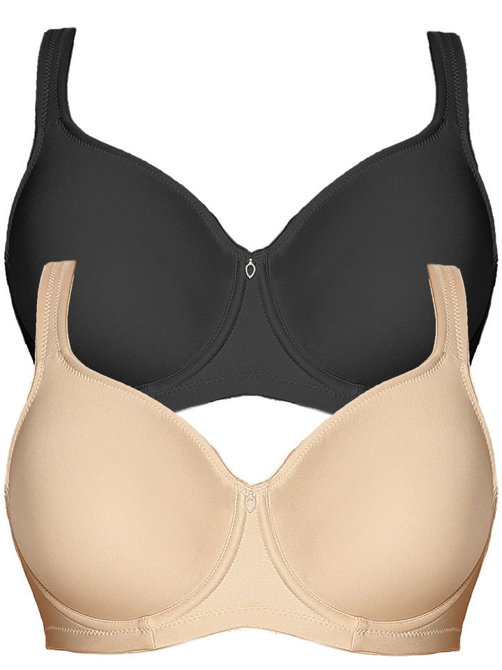 Viania 2er Pack Minimizer Bügel BH Basic 14586 75F Schwarz-silk, 75F Schwarz-silk