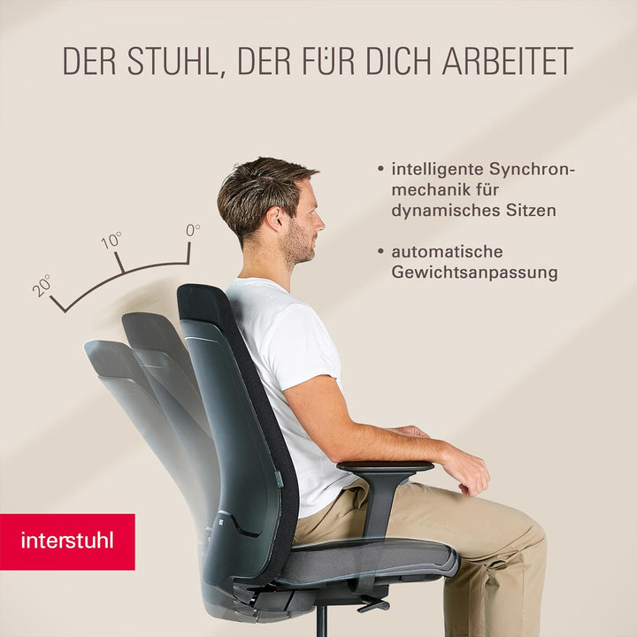 Interstuhl Style Soft+ Ergonomischer Bürostuhl mit hoher Rückenlehne – Schreibtischstuhl für grosse