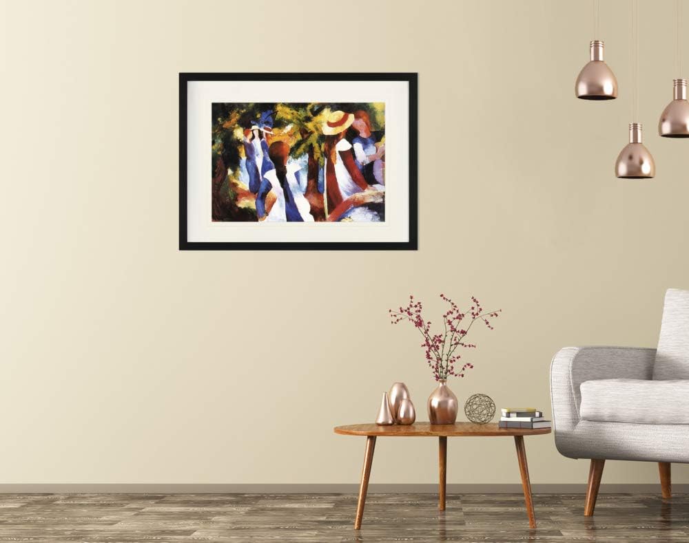 1art1 August Macke Poster Mädchen Unter Bäumen Gerahmtes Bild Mit Edlem Passepartout | Wand-Bilder |
