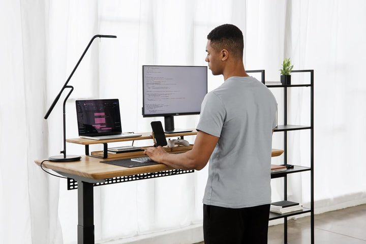 Oakywood Monitorständer für 2 PC-Monitore, 105 x 23 cm (41,3" x 9"), aus Massivholz (Eiche oder Nuss