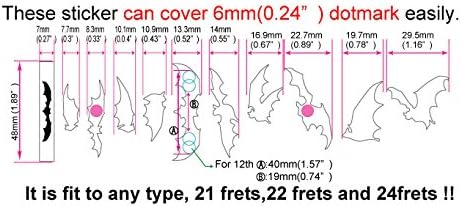 Griffbrett Marker Inlay Aufkleber Decals für Gitarre &amp; Bass – Bat Wing – Weiss Perle Weisse Perle, W