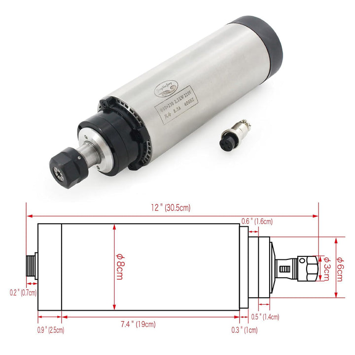 RATTMMOTOR 2.2kW 220V Luftgekühlten Spindelmotor mit 14 Stück ER20 Spannzange und 2.2kW 220V VFD Fre