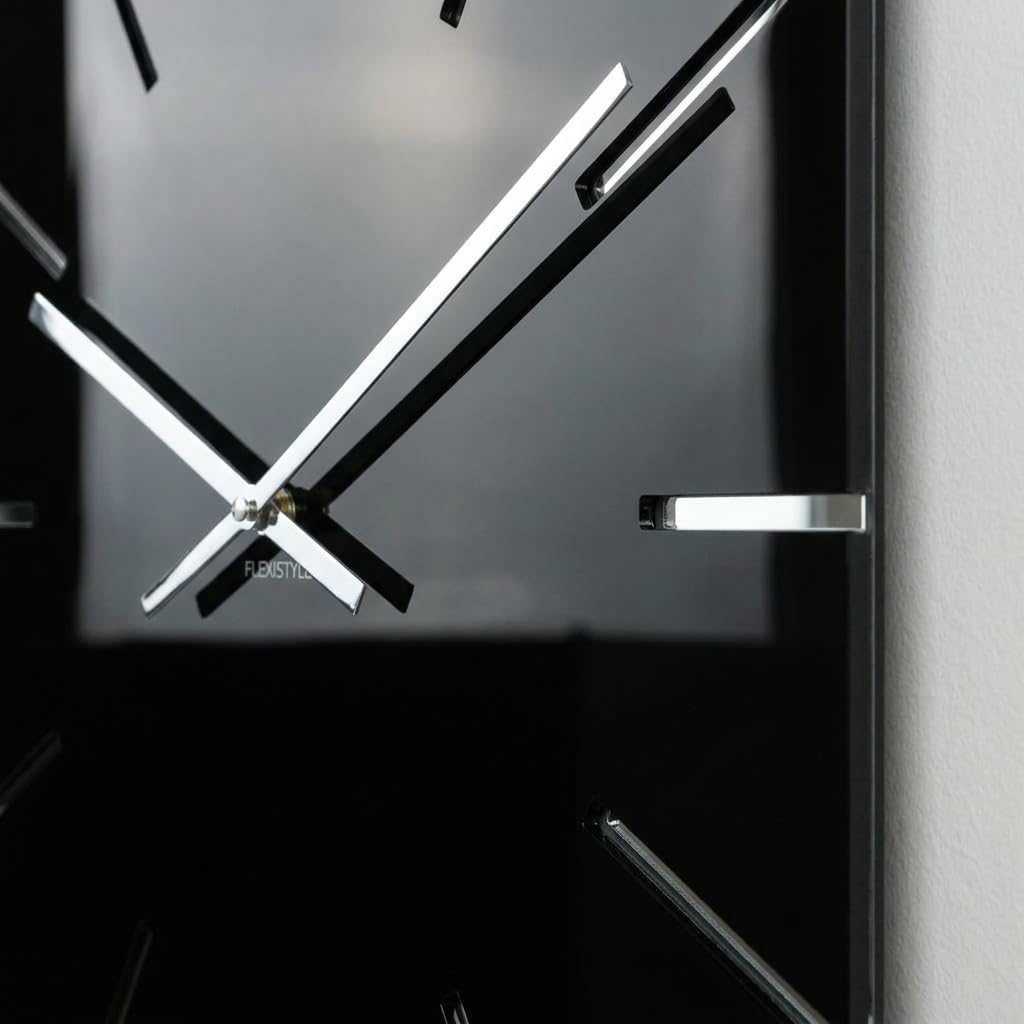 FLEXISTYLE Moderne grosse Wanduhr Exact 50cm, Acrylglas und Acrylspiegel, Stille, Wohnzimmer, Schlaf