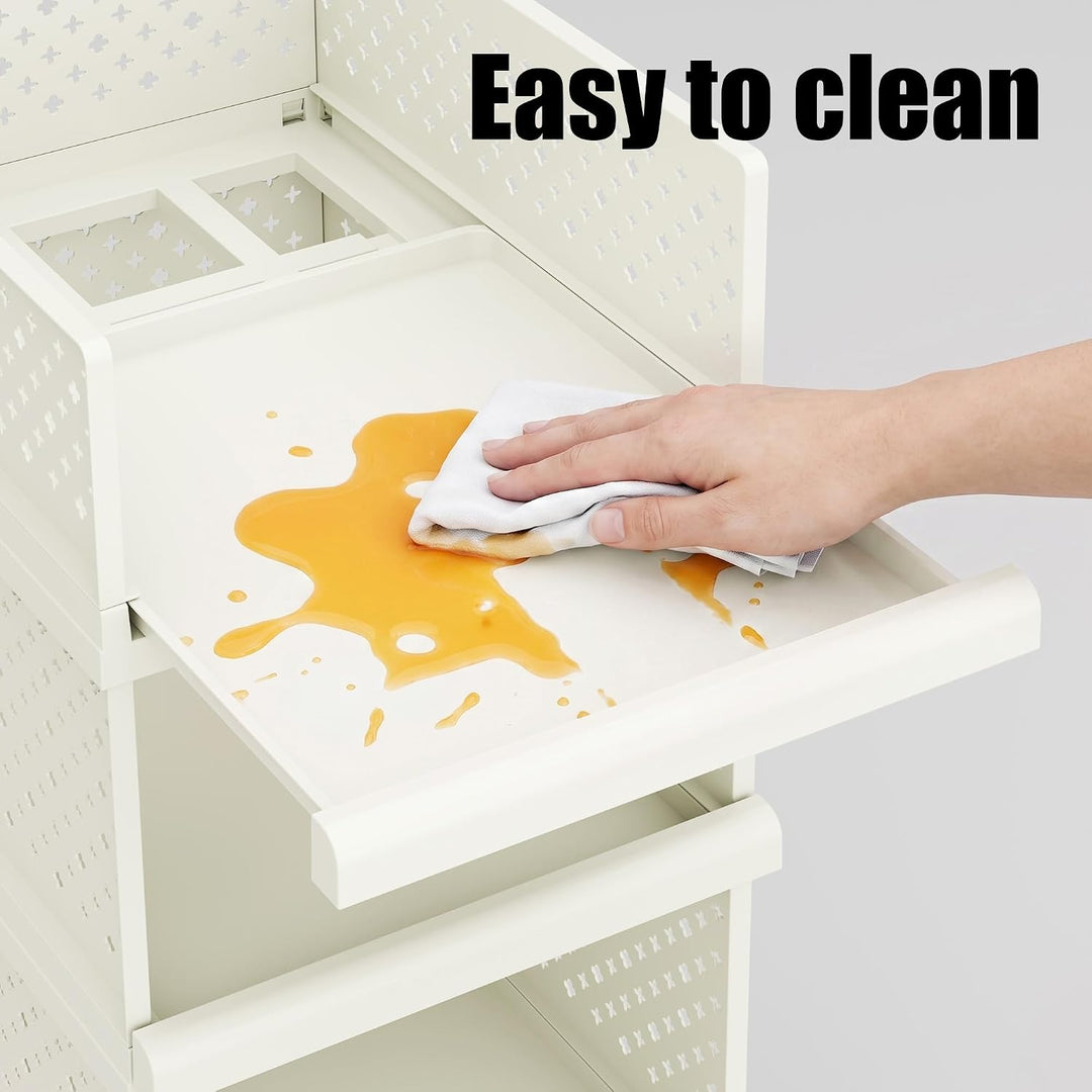 81.5cm Organizer Schubladenregal Kunststoff,Badezimmerschrank | 4 pcs Stapelbares Regal Hoch für Bad
