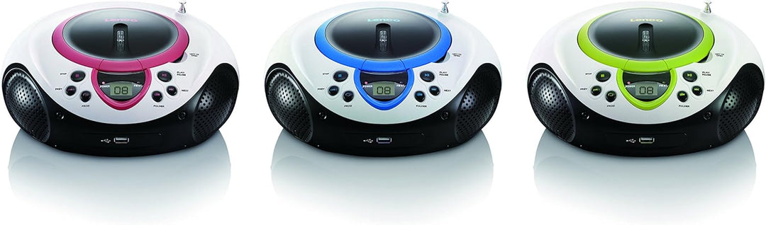 Lenco Kinder Radio CD-Player SCD-38 tragbares UKW-Radio mit CD/MP3-Player und USB in blau, blau