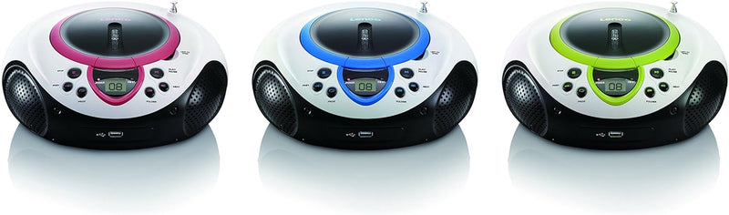 Lenco Kinder Radio CD-Player SCD-38 tragbares UKW-Radio mit CD/MP3-Player und USB in blau, blau