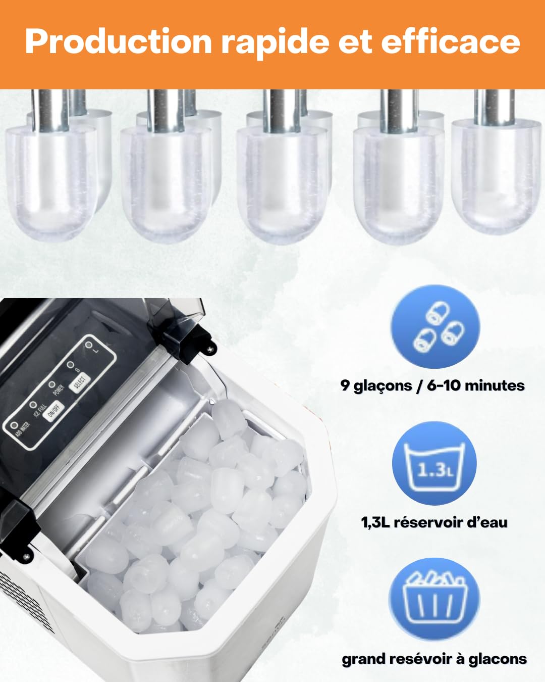 SENYA Eiswürfelmaschine, 2 Eiswürfelgrössen, bis zu 12 kg in 24 Stunden, Tank 1,3 l – LED-Display –