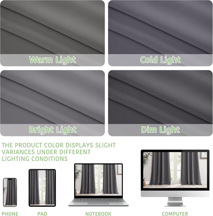 KGORGE Kurze Blickdichte Vorhänge Schlafzimmer Thermovorhang Kälteschutz Ösenschal 2er Set 175 x 140