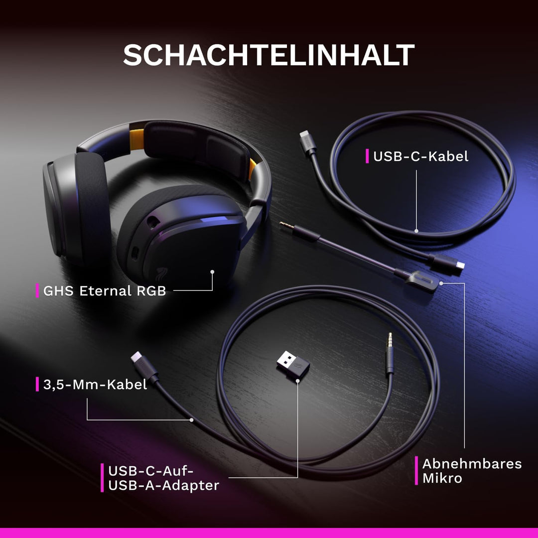 GLORIOUS GHS Eternal RGB – Stereo-RGB-Gaming-Headset für PC, PS5, PS4, Switch – speziell abgestimmte