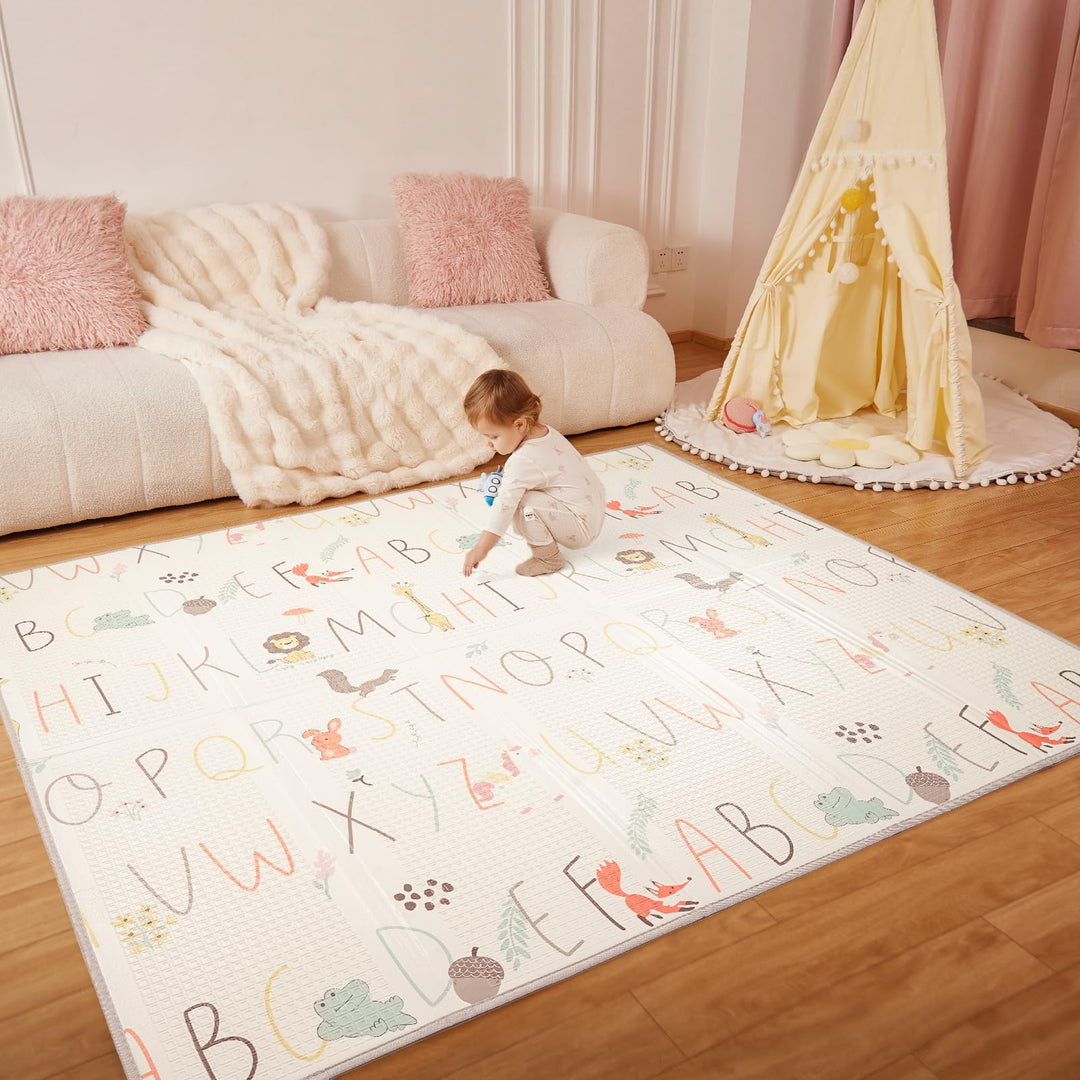 Joypony Krabbelmatte Baby, 150x180 CM Grosse Faltbare Spielmatte, Wasserdicht & Rutschfest, Baby Pla