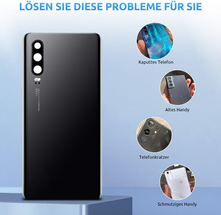 Eonpam Akkudeckel für Huawei P30 Rückseite Glas Original Backcover Back Glas Ersatz Reparatur Set mi