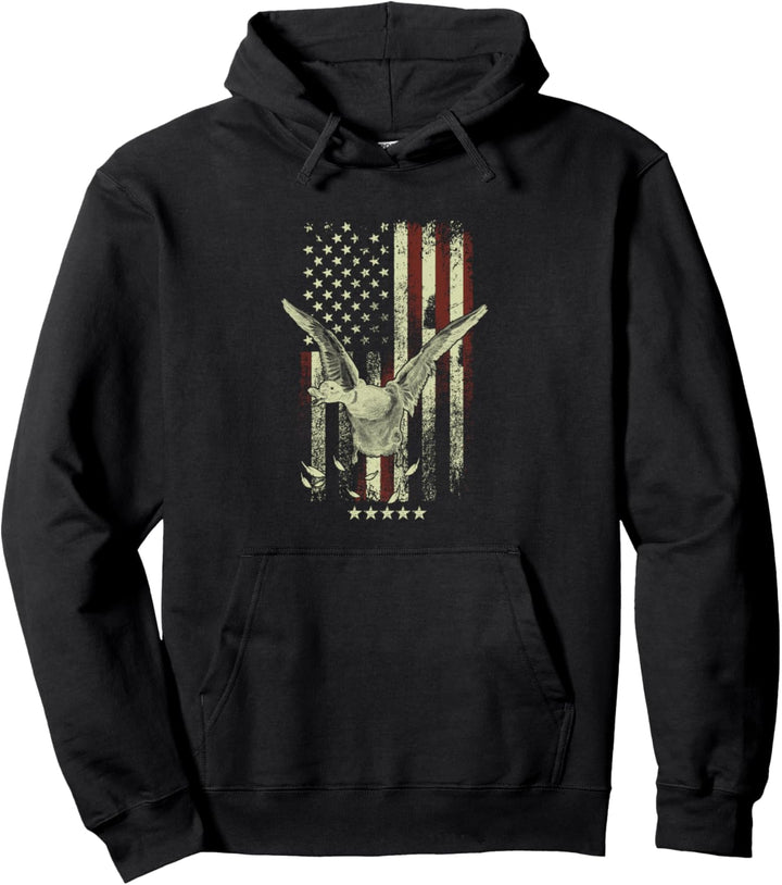 USA Amerikanische Flagge Jäger - Jagd Ente Vogel Pullover Hoodie