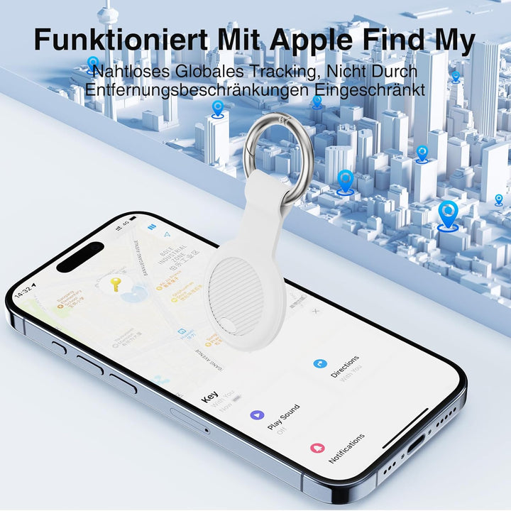 Air Tracker Tag 4-Pack - Smart GPS Tracker Kompatibel mit Apple Wo ist? (iOS NUR) mit Schutzhülle,Wa