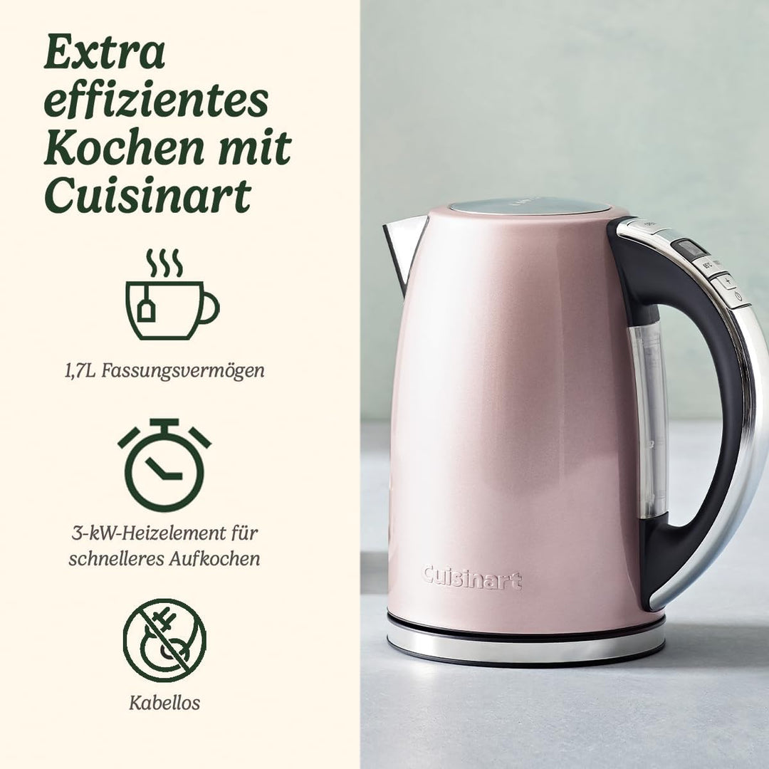 Cuisinart CPK17PIE Wasserkocher, Multi Temp, 3KW, Edelstahl, 1.7L Fassungsvermögen, Vintage Rosa Pin