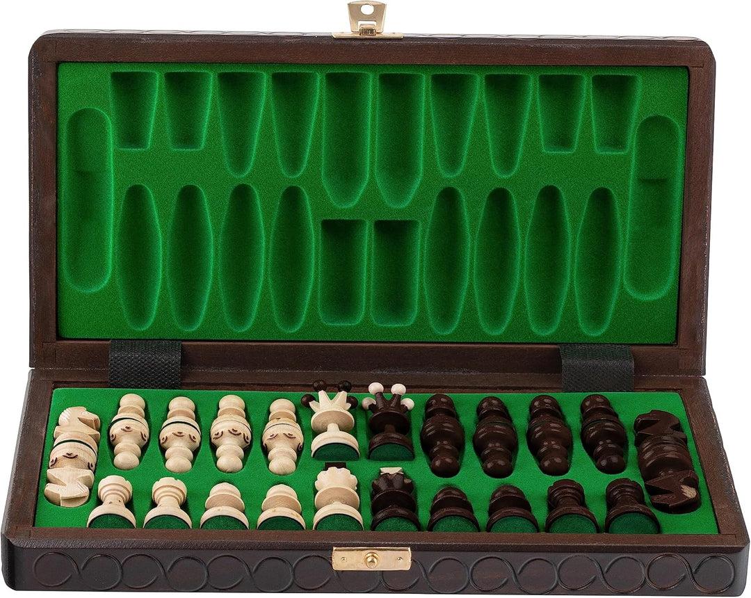 Schachbrett mit Figuren | Master of Chess Schachspiel Holz Braun | Chess Set 35cm | Schachbrett Holz