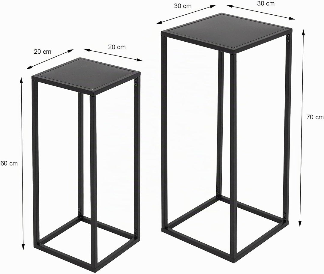 ML-Design Blumenständer im 2er Set, Schwarz, 20x60x20/30x70x30 cm, Moderne Blumentopfständer, Wetter