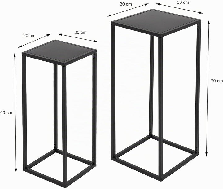 ML-Design Blumenständer im 2er Set, Schwarz, 20x60x20/30x70x30 cm, Moderne Blumentopfständer, Wetter