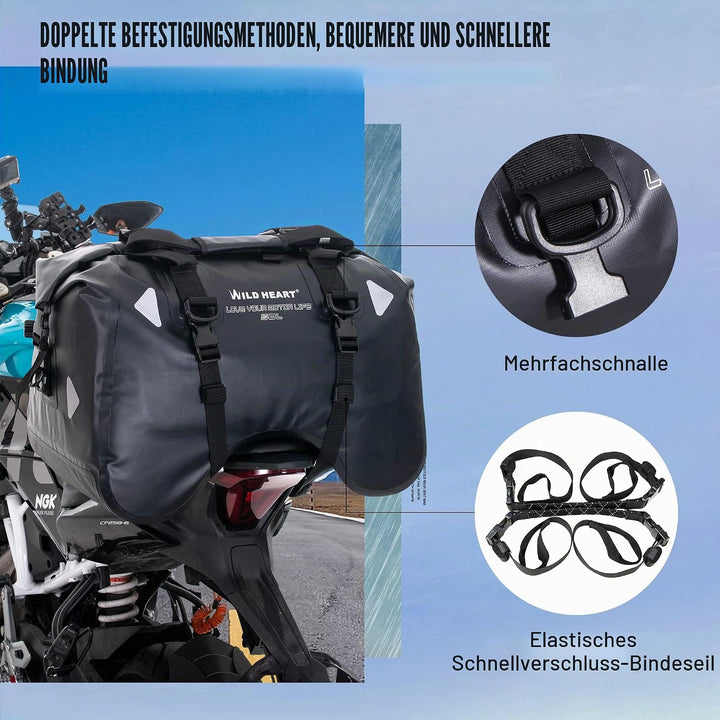 WILD HEART Motorrad-Rücksitztasche U-förmige wasserdichte Hecktasche 50L Motorradausrüstung Lokomoti