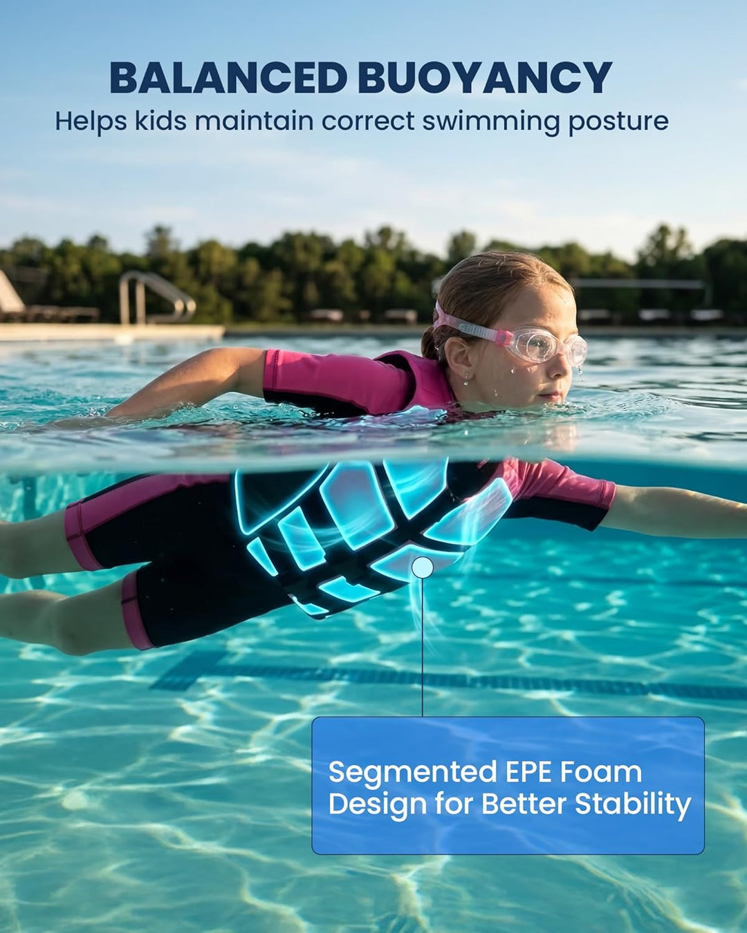 Owntop Schwimmhilfe für Jugend Kinder, Verstellbare Auftriebsweste Unisex, Schwimmweste mit Doppelte