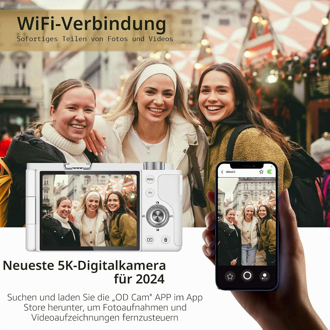 ORDRO G730 Spiegellose Kamera mit 5K-Videos, AF/MF, 12-facher optischer Zoom, 3.2" Vari-Winkel-Bilds
