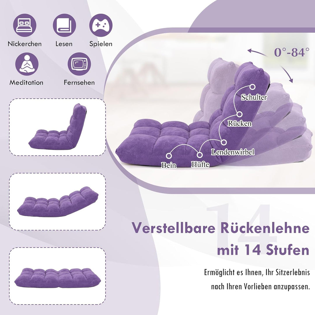 RELAX4LIFE Bodenstuhl Faltbar, Lazy Sofa, Meditationsstuhl, Bodensessel mit Verstellbarer Lehne, für