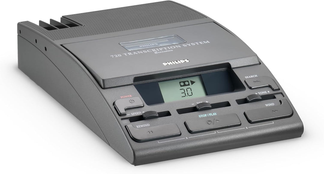 Philips LFH0720T Schreibtisch-Wiedergabesystem Mini Kassette, anthrazit Single, Single