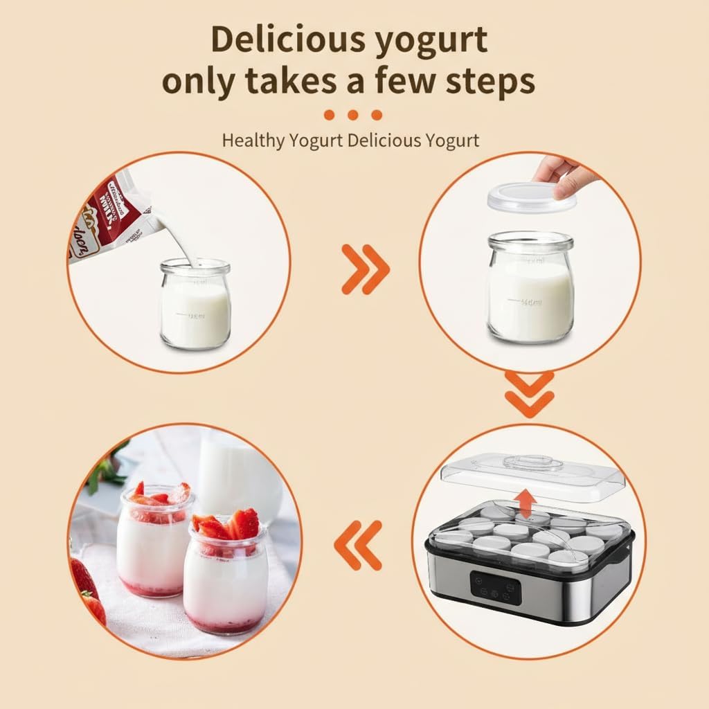 Joghurtbereiter, Automatischer Digitaler Joghurt Maker, Griechischer Joghurtmaschine mit Temperatur-