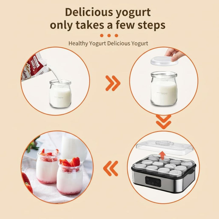Joghurtbereiter, Automatischer Digitaler Joghurt Maker, Griechischer Joghurtmaschine mit Temperatur-
