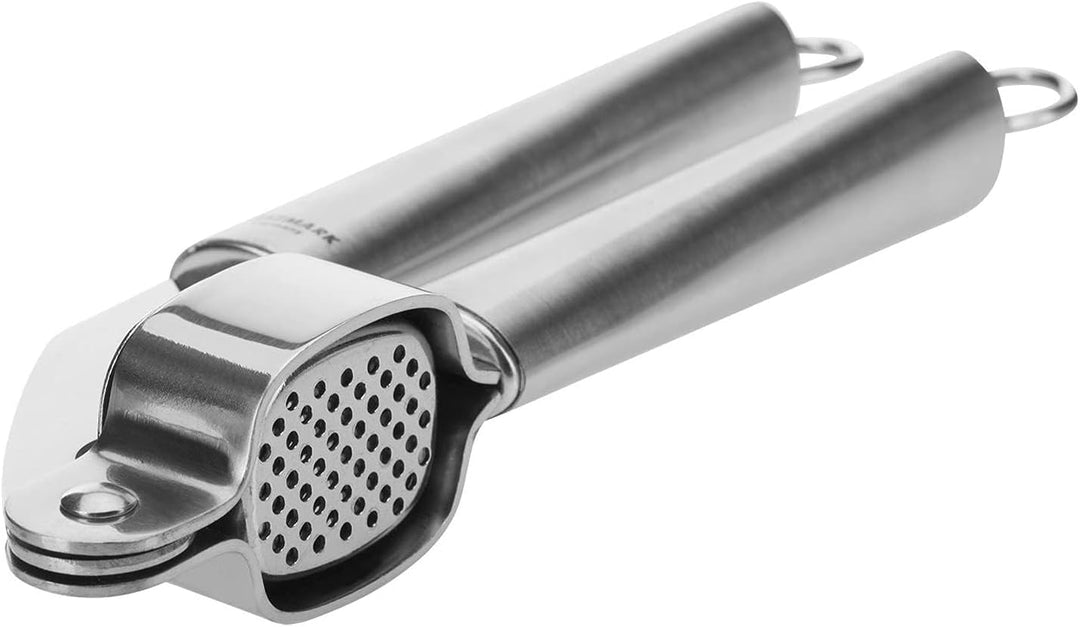 Westmark Knoblauchpresse mit herausnehmbarem Gittereinsatz, Länge: 20 cm, Rostfreier Edelstahl, Glor