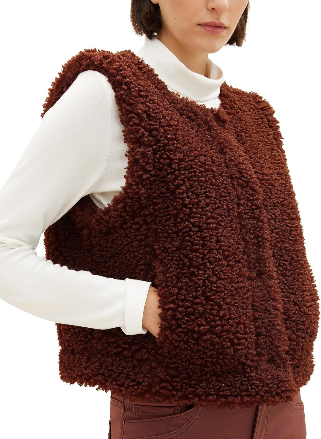 TOM TAILOR Damen Teddy Weste, 30337 - Raisin