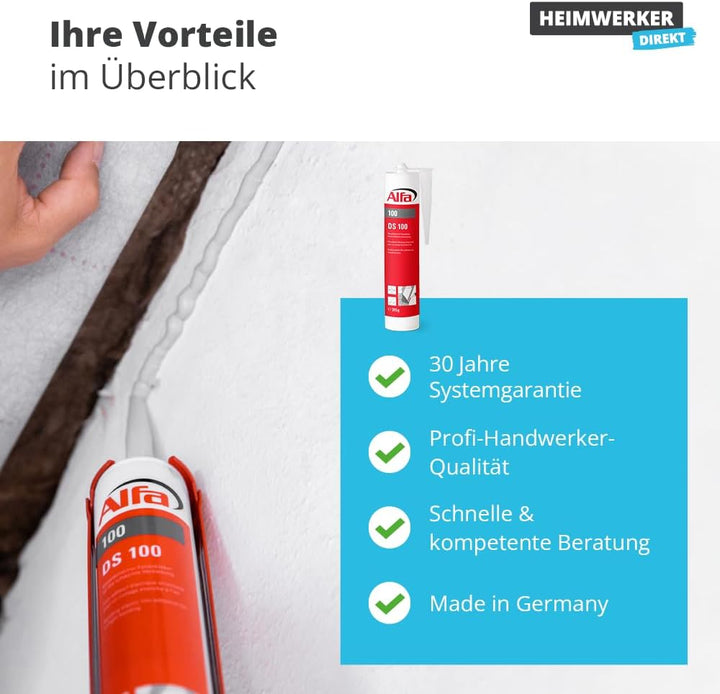 8x Alfa Folienkleber bauelastisch 315 Gramm Profi-Qualität Kartusche Dampfbremsfolien und Fensterans