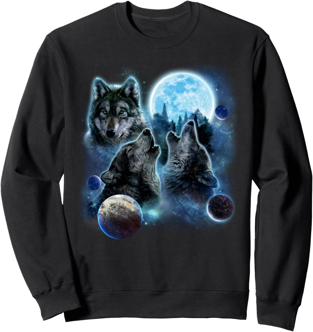Drei Wölfe heulen und Mond Sweatshirt