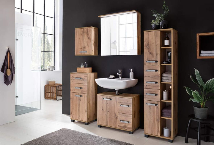 Schildmeyer Spiegelschrank Milan 134891, Eiche Landhaus Dekor, 60,5 x 16 x 72,3 cm