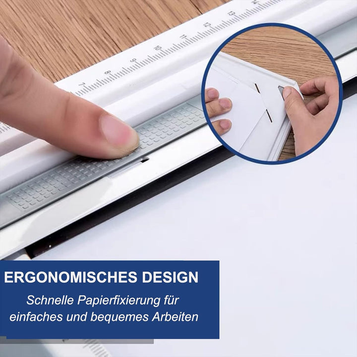 Queiting Zeichenplatte A3 Zeichenbrett Professioneller Zeichentisch mit Schiebelineal Zeichendreieck