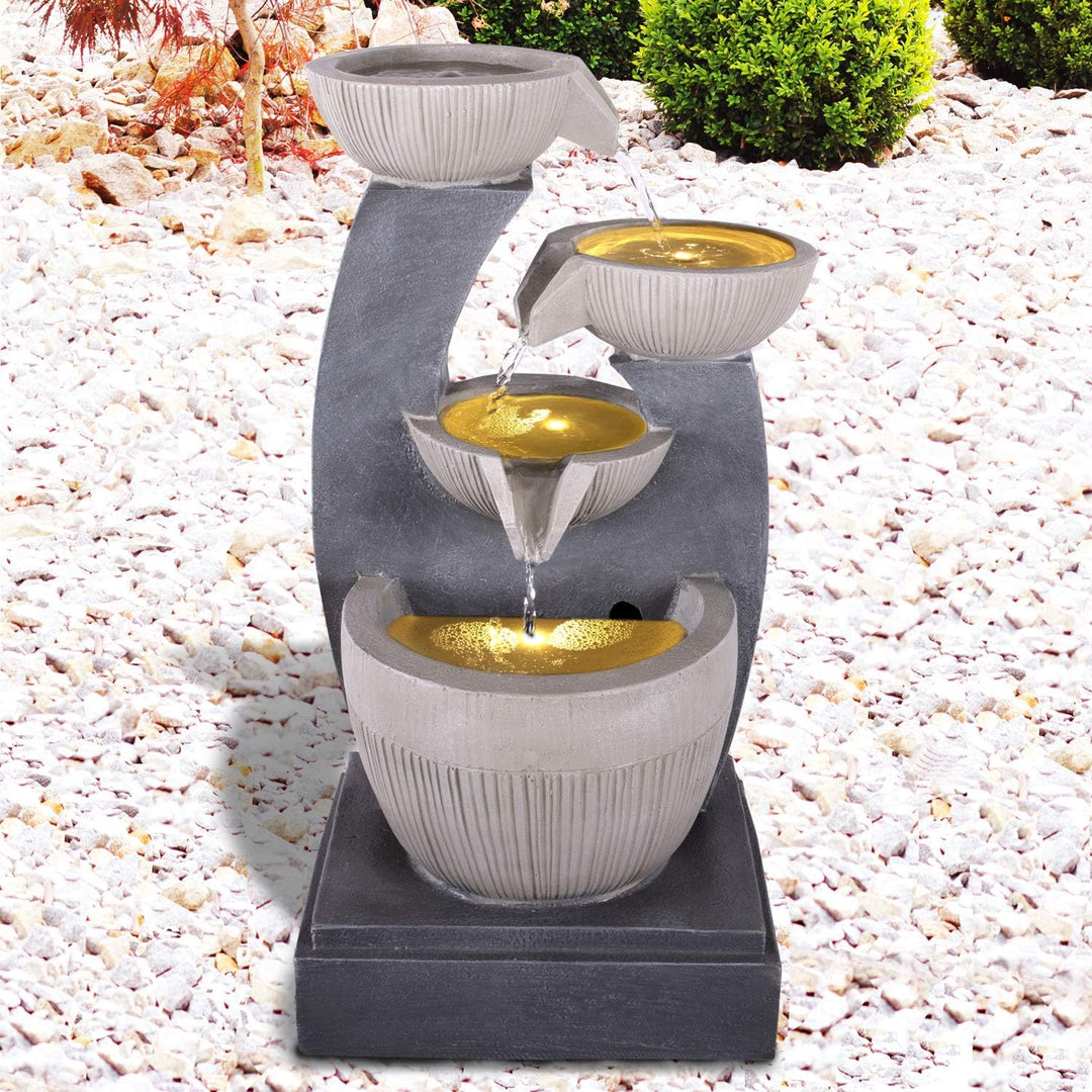 Gartenbrunnen Brunnen Zierbrunnen Zimmerbrunnen Springbrunnen Brunnen mit LED-Licht 230V Wasserfall