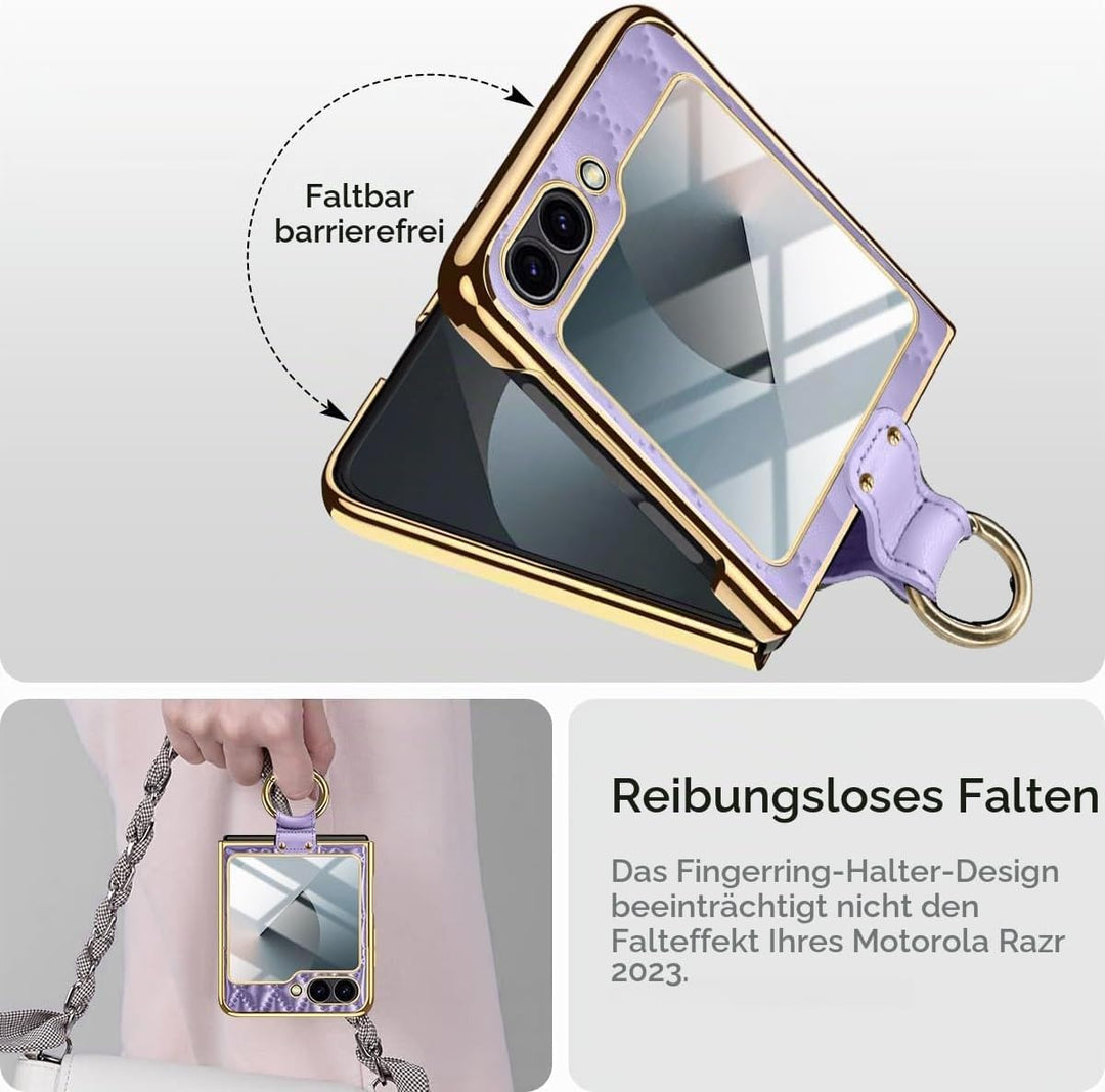 Miimall Lederhülle Kompatibel mit Samsung Galaxy Z Flip 6/Flip7 FE Hülle mit Kameraschutz+Ring Ständ