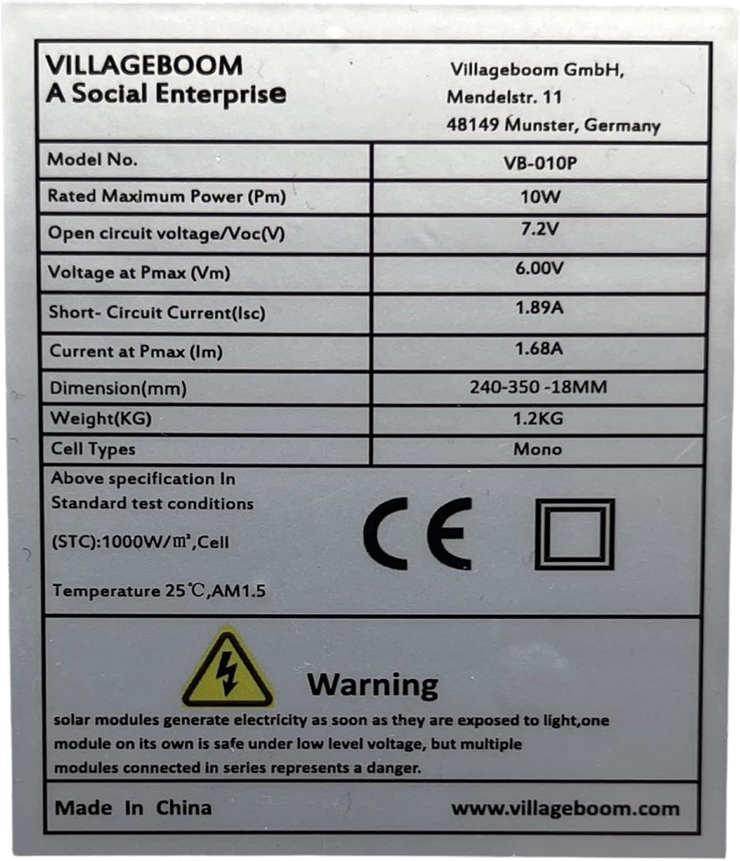 6 Volt Solarpanel - 10 Watt Monokristalline Solarzellen, zum Laden von Solarleuchten, Radios & mehr.