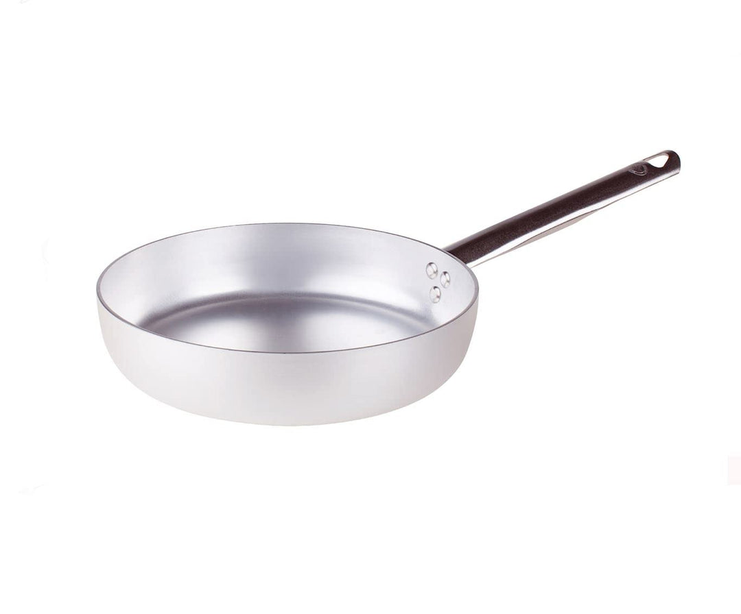 Pentole Agnelli Töpfe Lämmer Bratpfanne aus Aluminium glatt, Tubular Griff aus Edelstahl, Silber, 32