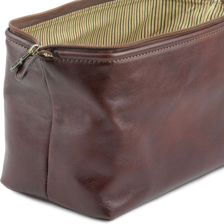 Tuscany Leather Smarty Reise- Kulturtasche aus Leder - Gross Braun, Braun