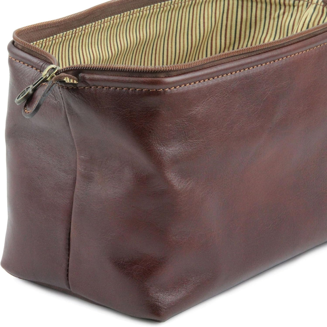 Tuscany Leather Smarty Reise- Kulturtasche aus Leder - Gross Schwarz, Schwarz