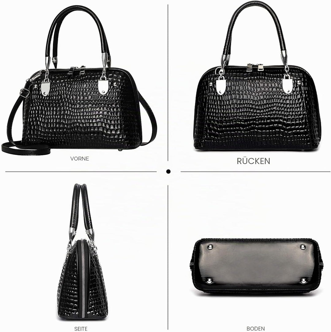 NICOLE &amp; DORIS Retro Handtasche für Frauen Schultertaschen Klassische Krokodil Umhängetasche PU Lede