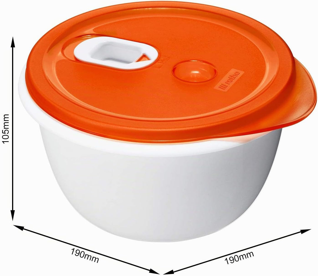Rotho Micro Clever Mikrowellendose 1.6l mit Deckel und Ventil, Kunststoff (PP) BPA-frei, rot/weiss,