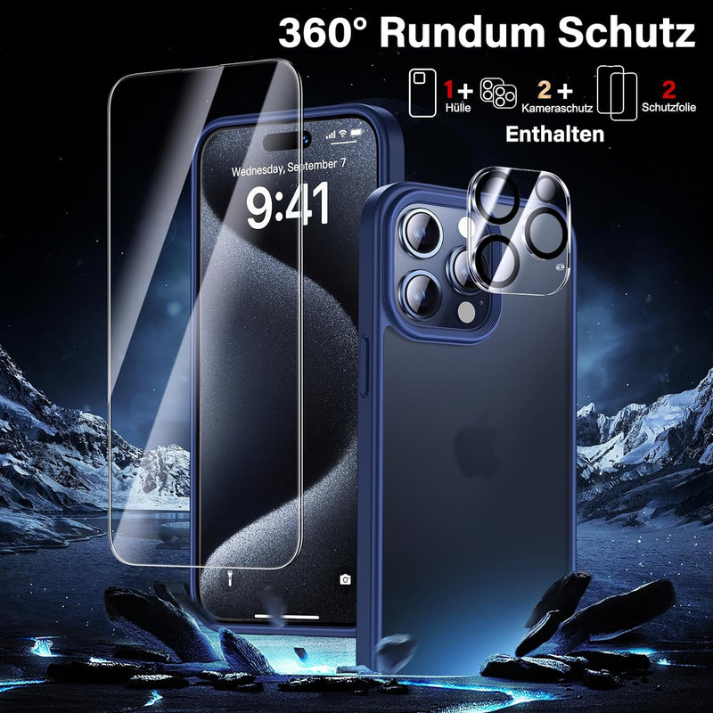 UniqueMe 5-in-1-Set für iPhone 15 Pro Max Hülle, [Nie Vergilbung] Handyhülle für iPhone 15 Pro Max C