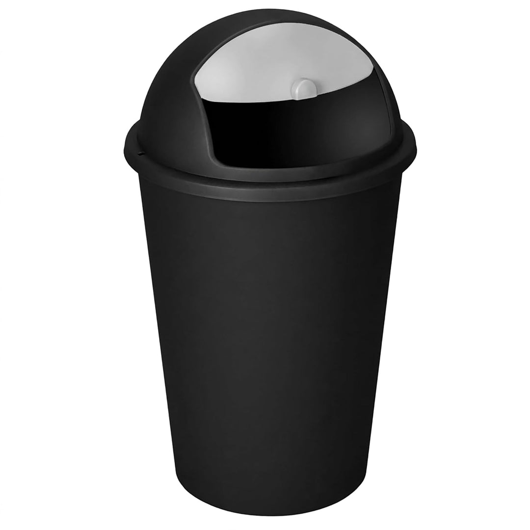 Spetebo XXL Abfalleimer mit Schiebedeckel anthrazit- 50 L - Runder Mülleimer mit Kuppel Deckel - Kos