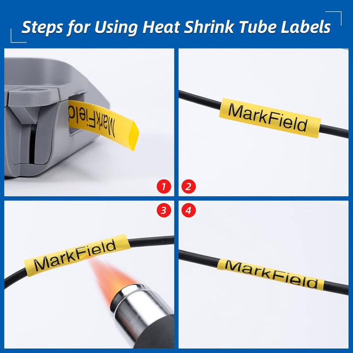 3x MarField HSe-641 17.7mm Schrumpfschlauch Schriftband Kompatibel mit Brother P-touch HS HSe641 Hea