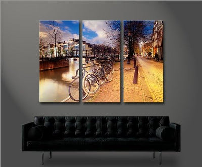 islandburner Bild Bilder auf Leinwand Amsterdam V2 Holland XXL Poster Leinwandbild Wandbild Dekoarti