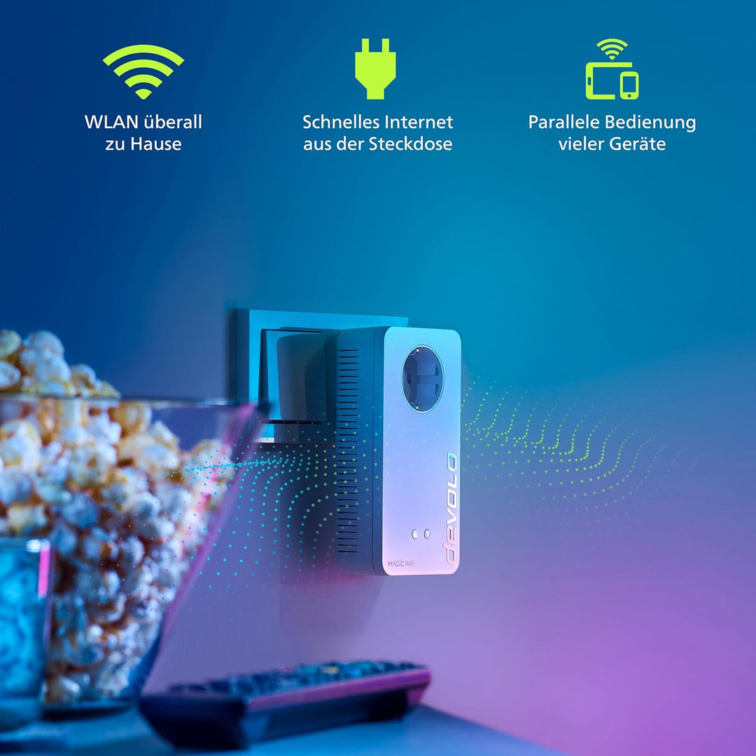 devolo 8815 Magic 2 WiFi 6 Erweiterungsadapter, WLAN Powerline Adapter -bis zu 2.400 Mbit/s, Mesh WL