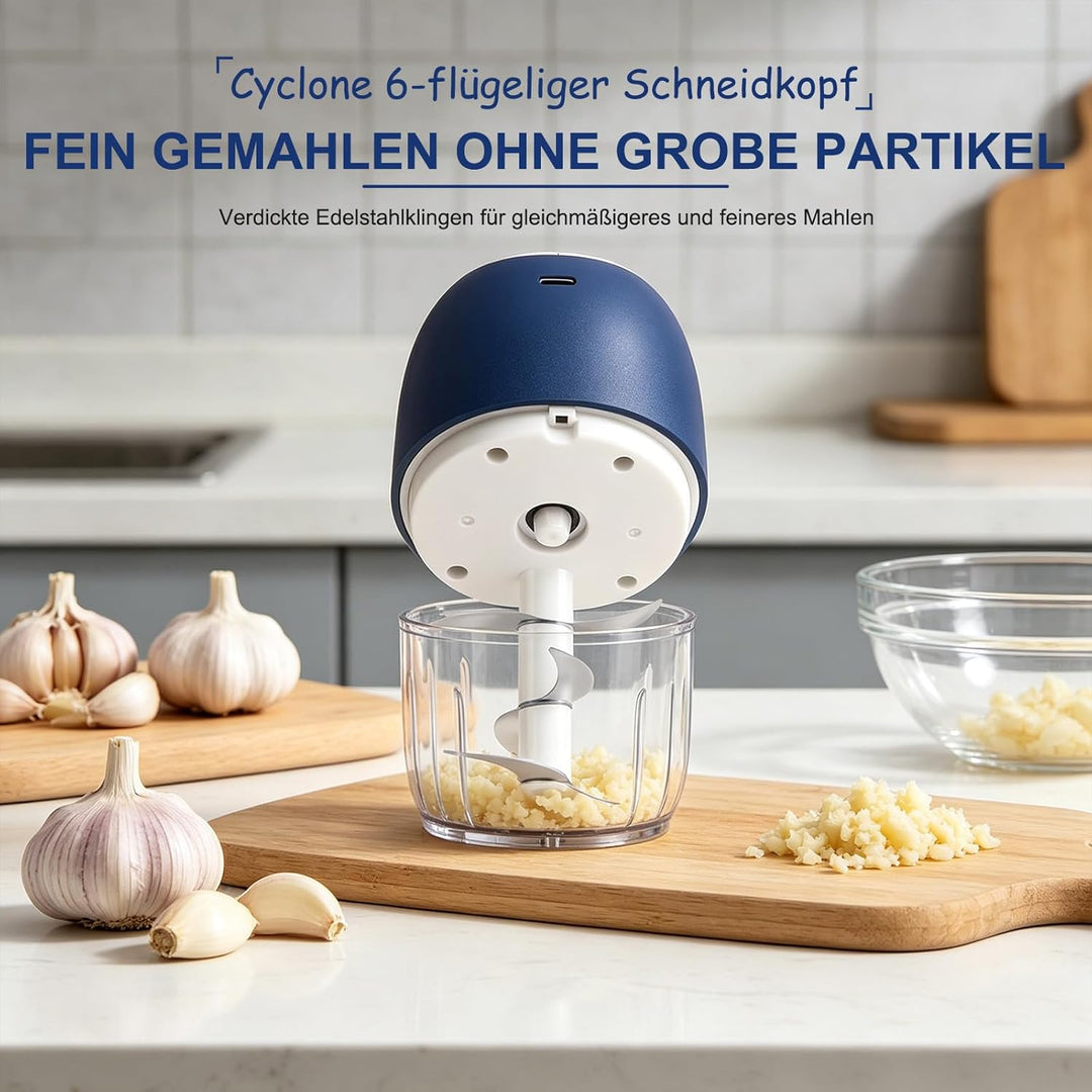 Zerkleinerer Küche Elektrisch 350 ml Glasbehälter, Zwiebel Zerkleinerer Elektrisch mit 6 Edelstahlkl